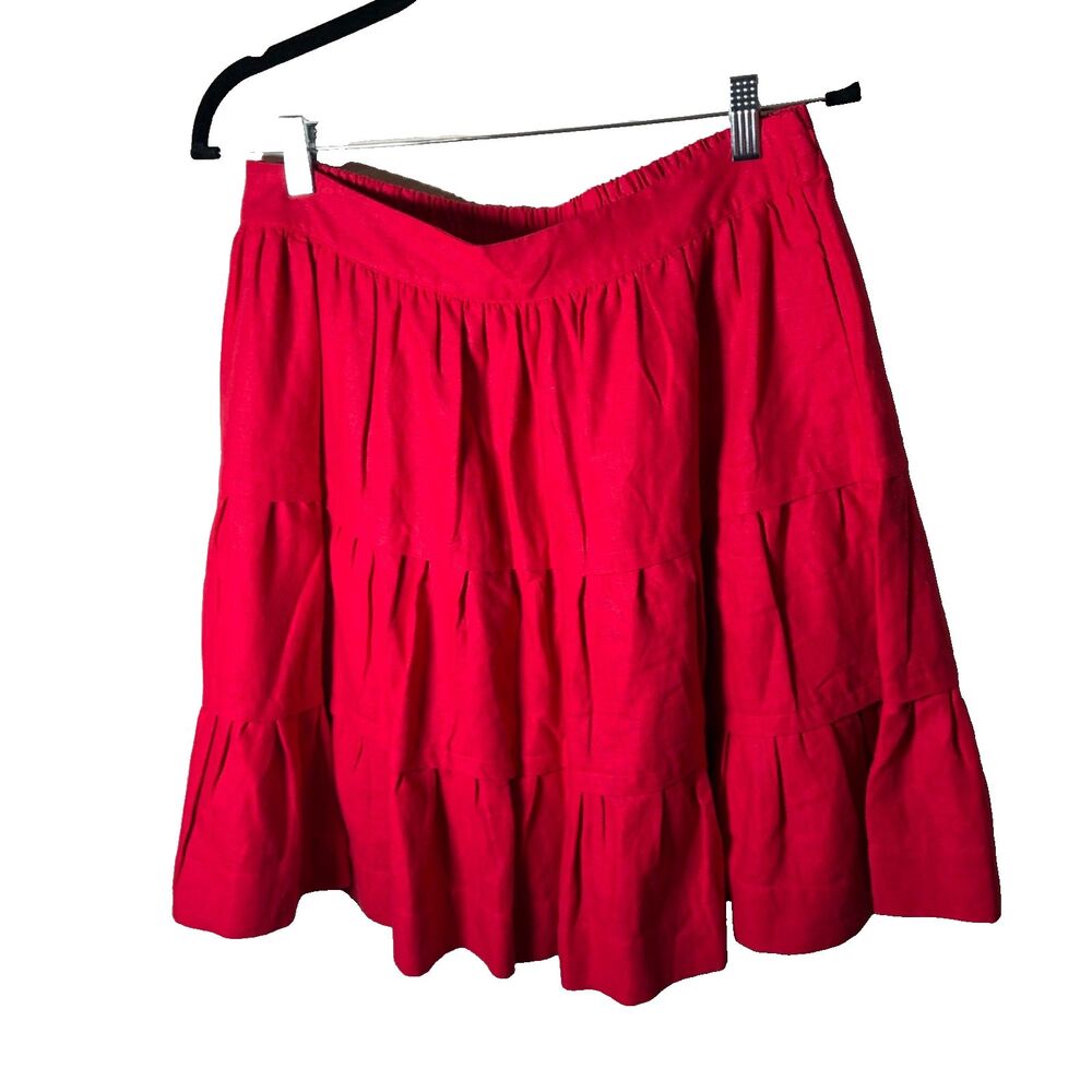 Soft Surrounds Skirt Women's Large Red Tiered Linen Blend Mini Casual